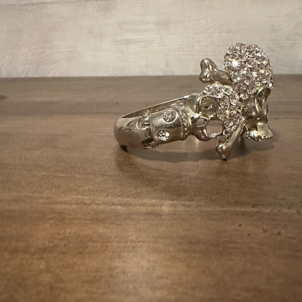 Skull Bangle Bracelet Rhinestone - Picture 2 of 5